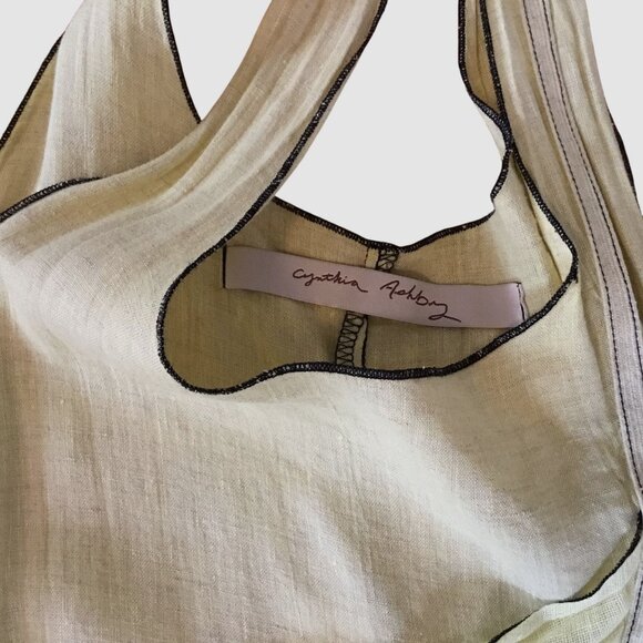 Cynthia Ashby Yellow Linen Layered Asymmetrical Dress XS Flowy Artwear Lagénlook - Picture 6 of 8